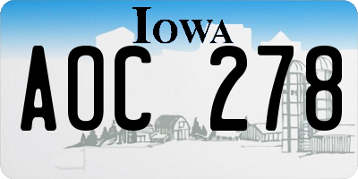 IA license plate AOC278