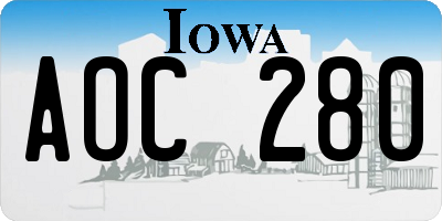 IA license plate AOC280
