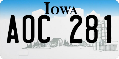 IA license plate AOC281