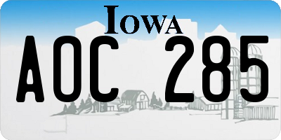 IA license plate AOC285
