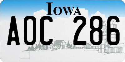IA license plate AOC286