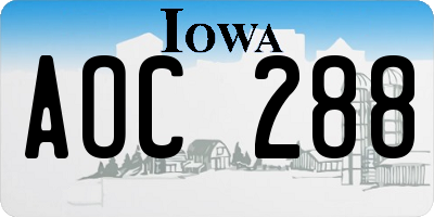 IA license plate AOC288