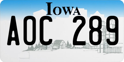 IA license plate AOC289