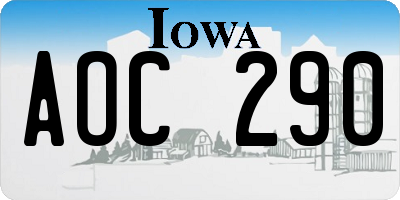 IA license plate AOC290