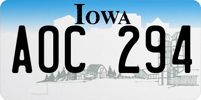 IA license plate AOC294