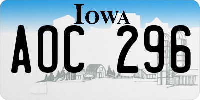IA license plate AOC296