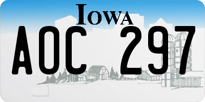 IA license plate AOC297