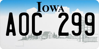 IA license plate AOC299
