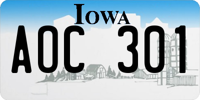 IA license plate AOC301