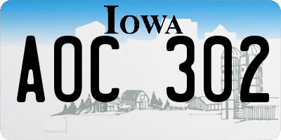 IA license plate AOC302