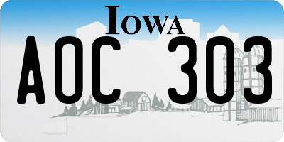 IA license plate AOC303