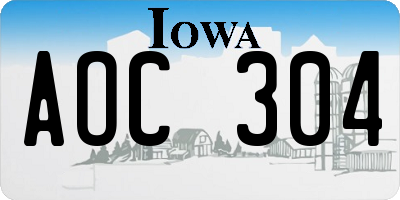 IA license plate AOC304
