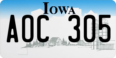 IA license plate AOC305