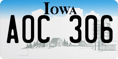 IA license plate AOC306