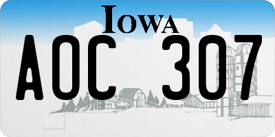 IA license plate AOC307