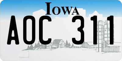 IA license plate AOC311