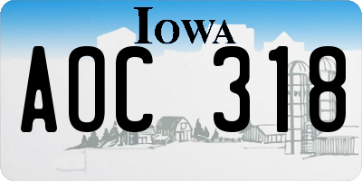 IA license plate AOC318