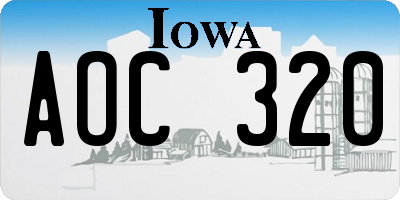 IA license plate AOC320