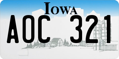 IA license plate AOC321