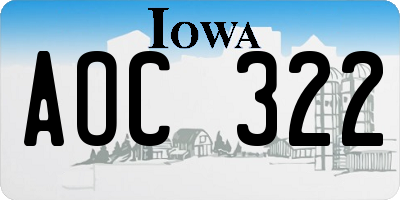 IA license plate AOC322