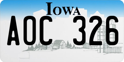 IA license plate AOC326