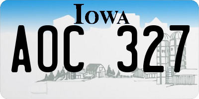 IA license plate AOC327