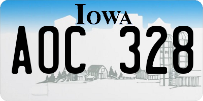 IA license plate AOC328