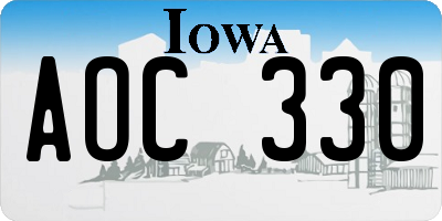 IA license plate AOC330