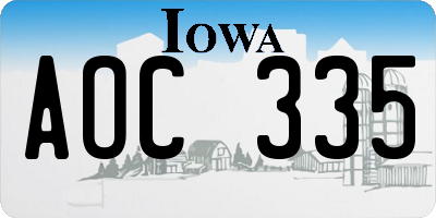 IA license plate AOC335