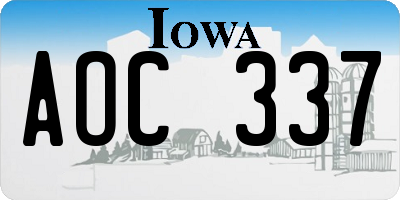 IA license plate AOC337