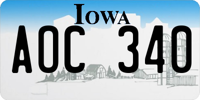 IA license plate AOC340