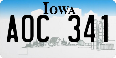 IA license plate AOC341