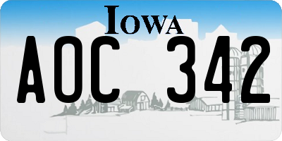 IA license plate AOC342