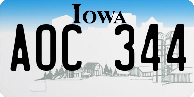 IA license plate AOC344