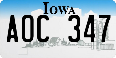 IA license plate AOC347