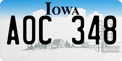 IA license plate AOC348