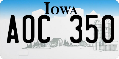IA license plate AOC350