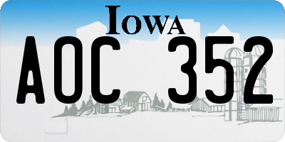 IA license plate AOC352