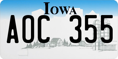 IA license plate AOC355