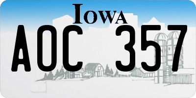 IA license plate AOC357
