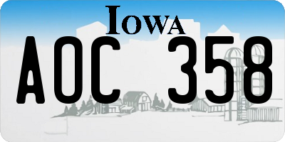IA license plate AOC358