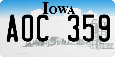 IA license plate AOC359