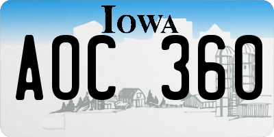 IA license plate AOC360