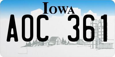 IA license plate AOC361