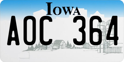 IA license plate AOC364