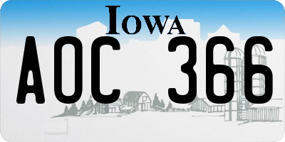 IA license plate AOC366