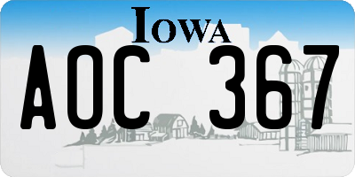 IA license plate AOC367