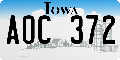 IA license plate AOC372