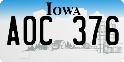 IA license plate AOC376
