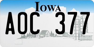 IA license plate AOC377